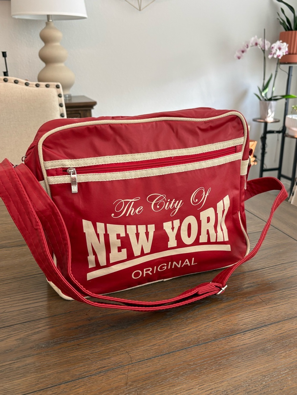 Robin Ruth Red Satchell with Cream Trim Accents